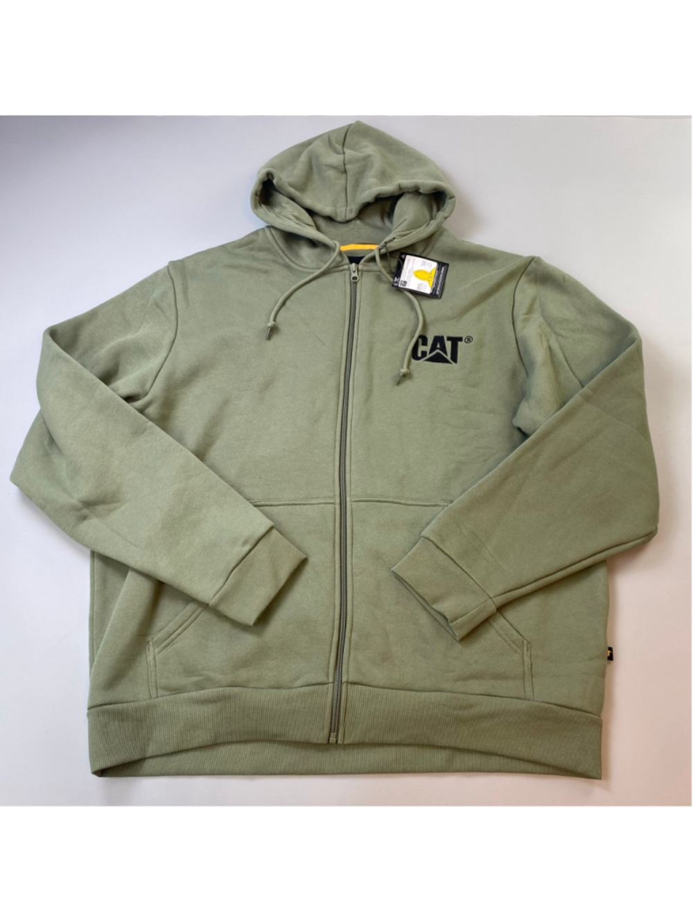 CAT Hoodie XXL Green Full Zip Logo S3 Cord Management Workwear Utility Gorpcore